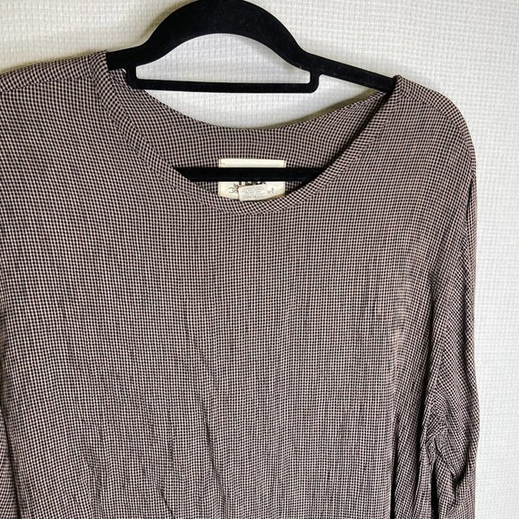 Flax | Brown Plaid Long Sleeve Top Small - Picture 3 of 8